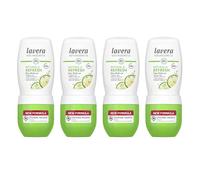 lavera Desodorante Roll-On Natural & Refresh 48h Pack 4 Unidades - Desodorante Natural con Lima Bio y Minerales - Sin Sales de Aluminio - Frescor Duradero - Vegano - 4 x 50 ml