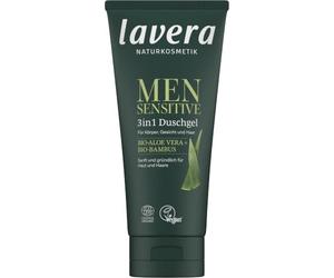 lavera Men Sensitiv Gel de ducha 3 en 1, refrescante y revitalizante, para pieles sensibles, bambú orgánico y aloe vera orgánico, vegano, cosmética natural, 200 ml