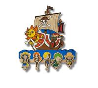 lavero Mural One Piece - Soporte de Llaves Decorativo de Madera | Diseño Chibi Sunny Go con Luffy, Zoro, Nami y más | Regalo Otaku Handmade por Sozo Personalizados