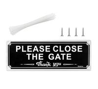 laveroar Letrero de metal con texto en inglés «Please Close the Gate» para valla, patio o pared, 9.8 x 3.5 pulgadas, 3 métodos de instalación
