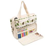 LAVIEVERT Bolsa de almacenamiento de hilo para proyectos de transporte, agujas de tejer, ganchos de ganchillo y otros accesorios, beige, Large