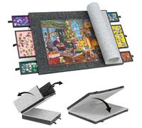 Lavievert Rompecabezas plegable con 6 compartimentos de clasificación, mesa portátil ligera con tapete, tabla de fieltro para guardar puzzles