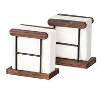 Lavievert Servilletero de madera con alambre de metal negro, organizador vertical de papel de seda para mesa de cocina, encimera, restaurante, decoración del hogar, color marrón oscuro