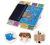 Lavievert Tablero de rompecabezas de 2000 piezas inclinable y plegable con 8 cajones y cubierta, mesa de rompecabezas portátil de madera con asa, mesa de rompecabezas ajustable con caballete/soporte y