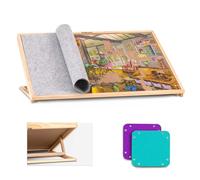 Lavievert Tablero de rompecabezas inclinable de 1000 piezas, mesa de rompecabezas ajustable con cubierta de fieltro, tablero de almacenamiento de rompecabezas con 6 bandejas de clasificación coloridas