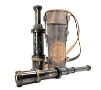 LAVILLA DECORE - Telescopio vintage de barco en funda de cuero: un viaje a través del tiempo y el espacio, DOLLAND London 1920 en tamaño (16 pulgadas)