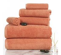 Lavish Home 6-Piece Zero-Twist Towel Set 100% algodón, Cero torsión, Suave y Absorbente, Juego de 6 Piezas baño, 2 Toallas de Mano y 2 paños (ladrillo), 29"x55"x.25