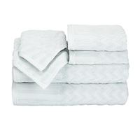 Lavish Home Juego de 6 Toallas de baño de Felpa de algodón de Lujo, diseño de cheurón, esculpidas de Felpa, Toallas Decorativas de Lujo, para Cuerpo, Manos y Cara (Espuma de mar), 27 x 54 x 0.25