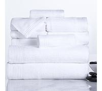 Lavish Home Piece Bath Towel Set Juego de Toallas acanaladas 100% algodón, 10 Piezas, Color Blanco, 17"x54"x0.25"