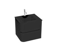 lavita Armario de baño con lavabo Atlanta negro 600 | armario colgante | armario de baño | armario para lavabo | armario 60 cm de ancho | armario multiusos | armarios colgantes para baño | PVC/cristal