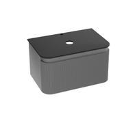 lavita Armario de baño con placa para muebles Vermont Grey/Black 800, armario colgante, armario de baño, armario de lavabo, 80 cm de ancho, armario multiusos, armarios colgantes para baño, PVC, 50 x