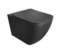 LAVITA Inodoro suspendido Onil Black Inodoro suspendido Asiento de inodoro Tapa de inodoro con cierre automático y bisagras metálicas Inodoros sin reborde Inodoro suspendido 355x510x395 mm Negro