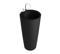 lavita Lavabo de pie Uvas Black | Lavabo redondo con rebosadero y orificio para grifo | de porcelana de alta calidad | lavabo de pie | 83,5 x 40 x 40 cm | negro mate