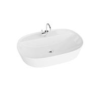 LAVITA Lavabo sobre encimera Pereya Grande, lavabo rectangular con rebosadero y sin orificio para grifo, de porcelana de alta calidad, cerámica para baño, espacio de lavado, 60,5x40x12 cm, blanco