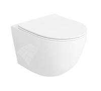 LAVITA TORNADO 3.0 - Inodoro de pared con descenso automático y bisagras de metal, sin bordes, sistema de descarga suspendido, TORNADO 3.0, color blanco brillante