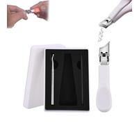 Lavito Nail Clipper, Caurat Slanted Nail Clippers, Wide Jaw Opening Anti-Splash Slanted Nail Clipper, Ultra Sharp Large Anti-Splash 25° Slant Edge Nailclipper for Women and Men (White-1set)