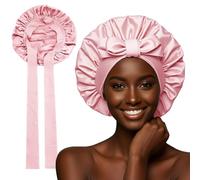 Lavivio Gorro de seda de morera 100 % para mujeres durmientes, gorro de seda de doble capa de 22 momme con lazo ajustable, ajuste antideslizante, reduce el encrespamiento y conserva el estilo del