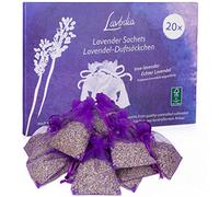 Lavodia Saquitos de Lavanda 20x con Aroma Lavanda para Armario, Cama y Guardarropa - Lavanda Seca como Ambientador del Hogar y Ropa - 20x 6g Bolsitas de Flores Secas para Espacios Pequeños