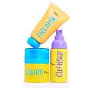 LAVteens Cleanse.Mask.Glow - Kit de cuidado de la piel para adolescentes, limpiador de gel, máscara de arcilla caolín con niacinamida, crema hidratante con manteca de karité