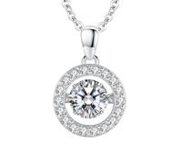LAVUMO Collar Mujer moissanita bailando, plata de 925,1 quilates VVS1, colgante moissanita joyería, regalo cumpleaños muje novia, esposa, madre,aniversario, Navidad (Halo danzante)