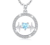 LAVUMO Collar Mujer Plata 925 "Estas En Mi Corazon Corazón Zirconia Colgante Mujer Hipoalergénico Joyas de Mujer Cumpleaños San Valentín Aniversarios Navidad Regalos para Mujer, Esposa, Novia, Mama