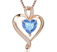LAVUMO Collares Mujer Amor Colgante de Corazón Oro Rosa Plata de Ley 925 Collares Mujer Joyas Regalos para Esposa, Mamá Novia Cumpleaños Navidad Aniversario día San Valentín (Oro rosa-12-Diciembre)