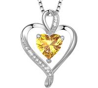 LAVUMO Collares Mujer Amor Colgante de Corazón Plata Plata de Ley 925 Collares Mujer Joyas Regalos para Esposa, Mamá Novia Cumpleaños Navidad Aniversario día San Valentín Regalo(Plata-11-Noviembre)