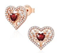 LAVUMO Pendientes Mujer Corazón Árbol Vida Joyas para Mujer Auténtica Plata de Ley 925 Regalos Originales, Esposa Mamá Novia Navidad Cumpleaños Día de San Valentín