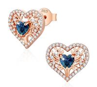 LAVUMO Pendientes Mujer Corazón Árbol Vida Joyas para Mujer Auténtica Plata de Ley 925 Regalos Originales, Esposa Mamá Novia Navidad Cumpleaños Día de San Valentín