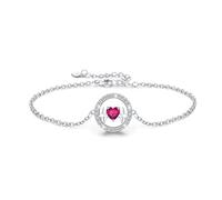 LAVUMO Pulsera para mujer de plata 925 ajustable con latido del corazón, pulseras colgantes para mujer, bonito regalo para mujeres, cumpleaños, Navidad, día de San Valentín, boda, regalo, 21 cm, Plata