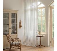 Lavyhuno Cortinas bohemias para cuarto de bebé, dormitorio, bordado a rayas, filtro de luz, semiopacas, tratamiento de ventana de algodón con borlas, cortinas con dobladillo para barra, 132.1 cm de