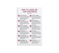 Law of Attraction Poster 12 Laws of The Universe Canvas Print Inspirational Wall-Art for Vision Board Living Room(Unframed,16x24inch(40x60cm))