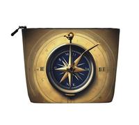 Law of The Compass - Bolsa de cosméticos con estampado de navegación para mujer, bolsa de maquillaje de lino sintético de gran capacidad, perfecta para viajes y uso diario, Black, Talla única