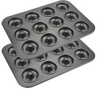 Lawei 2pcs Moldes para donas con 12 Agujeros Para Hornear Muffin Pan Cup Bandeja de Pastel para Donuts Muffins Cupcakes Pie - 28 x 40 x 2 cm