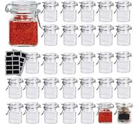 Lawei 30 unidades botes de especias de vidrio Mini botellas de especias cuadradas con junta de goma a prueba de fugas reutilizable para especias hierbas - 100ml