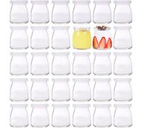 Lawei 30 vasos yogurtera de Cristal 200 ml vacío Vaso Yogur con Tapa Vaso Postre con Tapa Tarros de Conservación Para yogurtera y robot de cocina
