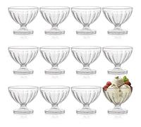 Lawei Paquete de 12 cuencos acrílicos para helados, tazas de postre transparentes de 8 onzas, cuencos de helado con patas para postre, Sundae, helado, ensalada, cóctel, condimento, bagatela