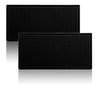 Lawei - Paquete de 2 Alfombrillas de Goma Antideslizantes de 12 x 6 Pulgadas, Color Negro, tapete Duradero para derrames, Bares, Cocina, restaurantes, encimera (Negro)