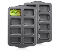 Lawei Paquete de 2 mini moldes para pan de 8 cavidades, antiadherentes, moldes rectangulares de acero al carbono para hornear pan de maíz, pequeños panes de plátano, pastel de queso, mini sartén para