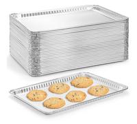 Lawei Paquete de 30 sartenes desechables de aluminio para parrilla, bandejas de papel de aluminio de 16 x 11 pulgadas, bandejas de galletas para hornear, forros de horno de aluminio duraderos y