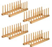 Lawei Paquete de 4 estantes de bambú para Platos, Soporte para Tapa de ollas, Organizador de Armario de Cocina para Cuencos, Tazas, Tabla de Cortar y más, 33 x 12 x 10,5 cm