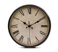 Lawei Reloj de pared de 11 pulgadas, reloj de cuarzo retro sin tictac, diseño retro de cuarzo de calidad con números romanos, relojes clásicos fáciles de leer para el hogar, oficina, escuela (marrón)