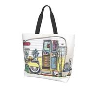 Lawenp Bolso de hombro de lona Happy Campers para mujer, bolso de mano impermeable reutilizable, bolso grande ecológico, bolso de compras, bolso de playa