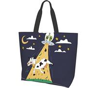 Lawenp Bolso de mano divertido con diseño de perro unicornio Pug, bolsos de hombro informales grandes para mujer, bolsas de comestibles reutilizables para el trabajo, compras, viajes, playa