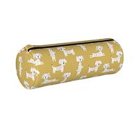 Lawenp Estuche cilíndrico de Cuero para lápices, Bolsa de Almacenamiento portátil con patrón de Perros Bonitos Modernos, Organizador de Almacenamiento para bolígrafos