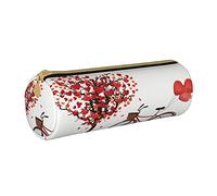Lawenp Estuche cilíndrico de Cuero para lápices, diseño de árbol de Amor y Bicicleta, Bolsa de Almacenamiento Duradera para lápices, Bolsa para bolígrafos, Suministros Escolares
