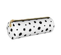Lawenp Estuche cilíndrico de Cuero para lápices, diseño de Puntos Divertidos, Bolsa de Almacenamiento portátil para lápices, Bolsa para bolígrafos, Suministros Escolares