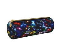 Lawenp Estuche cilíndrico de Cuero para lápices, diseño de visiones Coloridas del Planeta, Bolsa de Almacenamiento portátil para lápices, Caja de papelería, Suministros Escolares