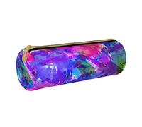 Lawenp Estuche cilíndrico de Cuero para lápices, Estuche para lápices con patrón Brillante de neón Colorido, Bolsa de Almacenamiento de papelería portátil para la Escuela universitaria