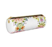Lawenp Estuche cilíndrico de Cuero para lápices, patrón de Flores de sandía, Bolsa de Almacenamiento Duradera para lápices, Estuche para bolígrafos, Suministros Escolares